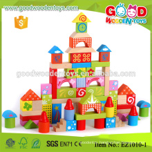 Good Quality 100pcs Colorful Printing Wooden Building Blocks